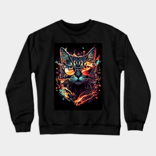 Psychedelic Space Cat Crewneck Sweatshirt